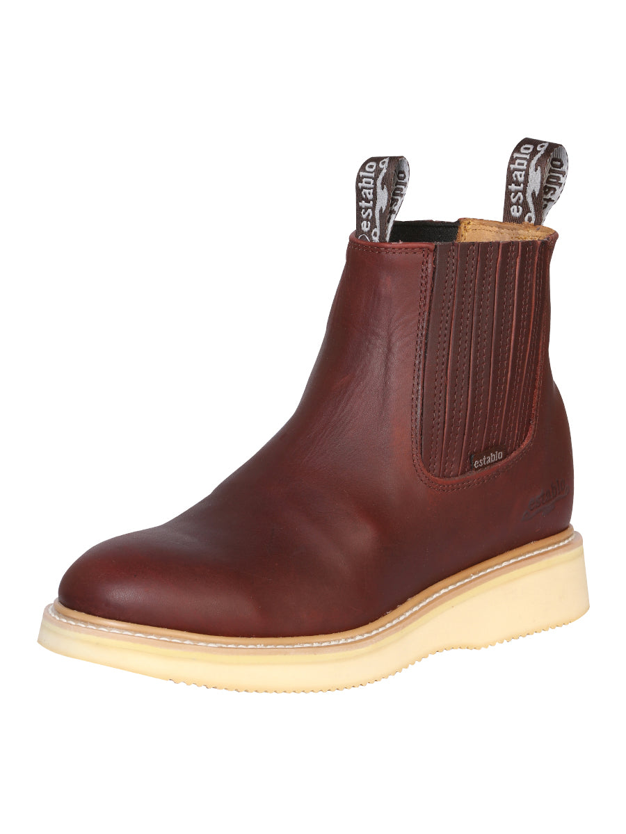 Establo Men's Work Ankle Boot — Grasso Leather in Shedron