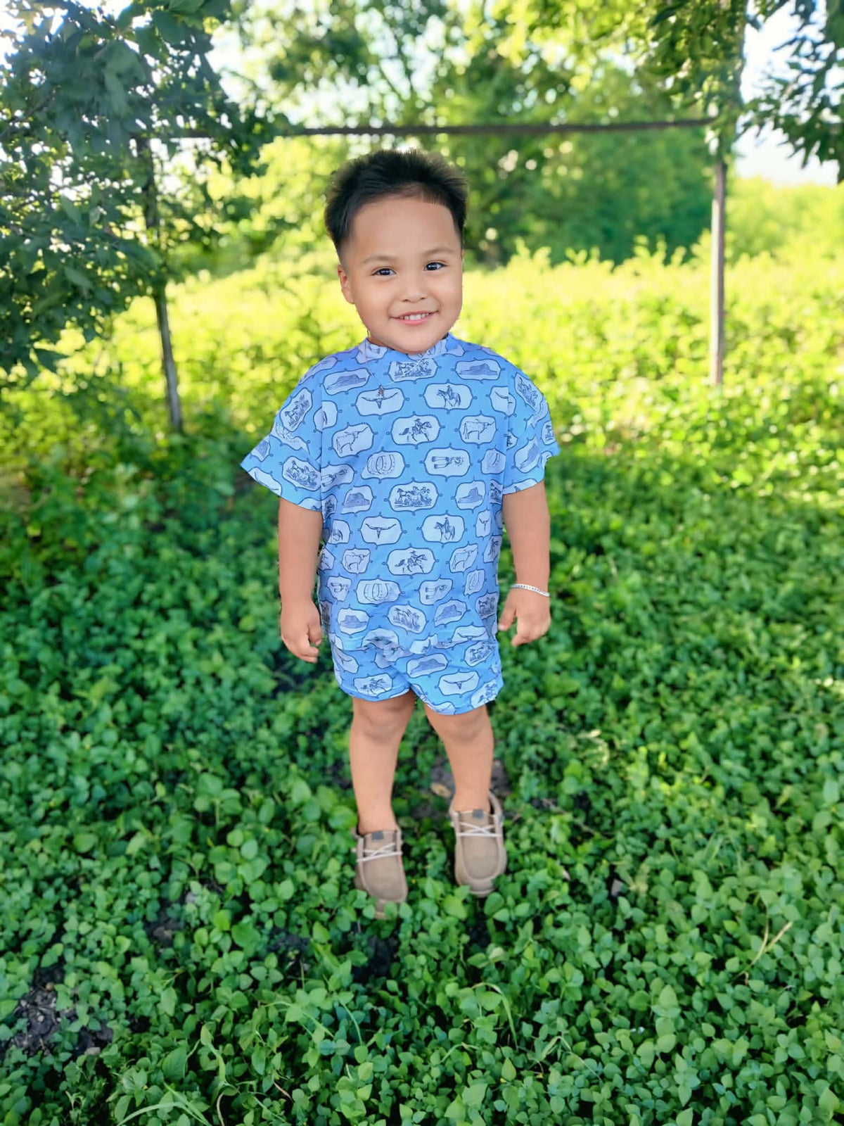 Blue western short set (FINAL SALE)