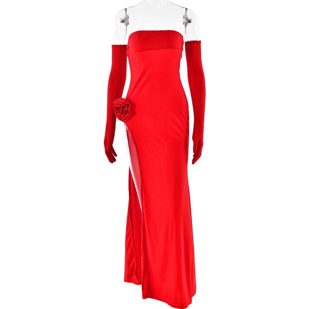 Luxe Off-Shoulder Slit Dress