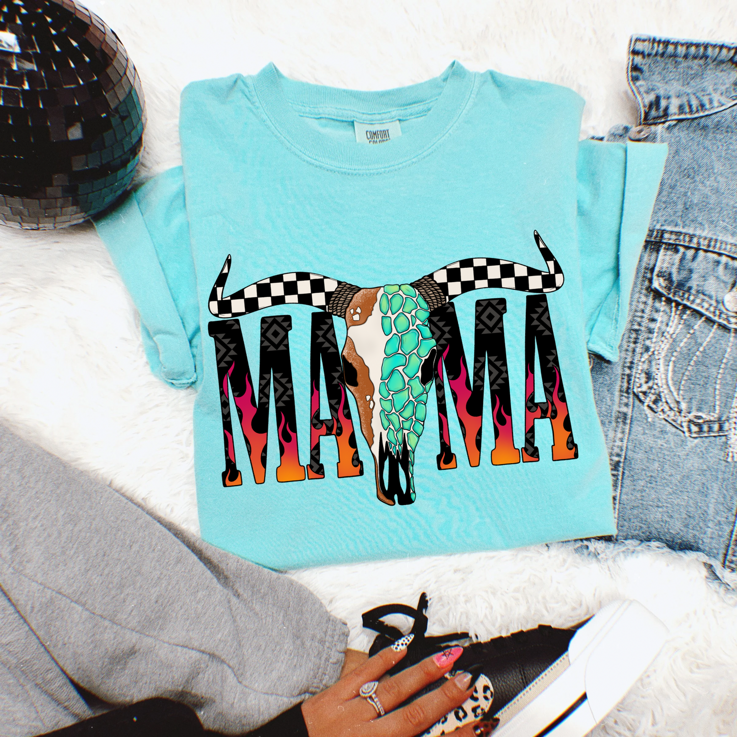 Mama Turq Bull Skull Tee