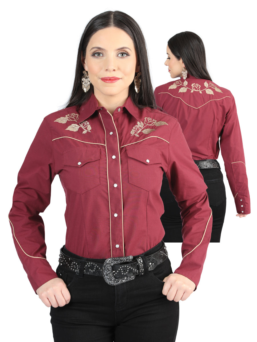 Womens Wine - Embroidered Shirt 42971