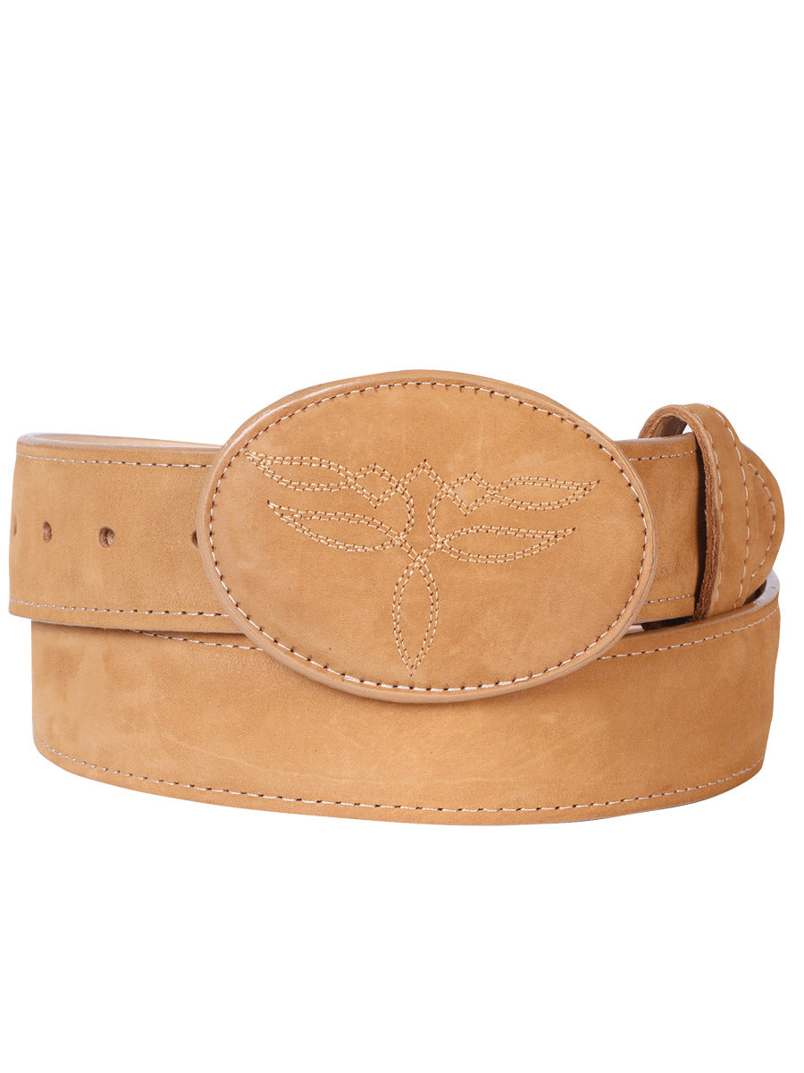 El General Women's Western Belt — Nubuck Bovine Leather in Peach