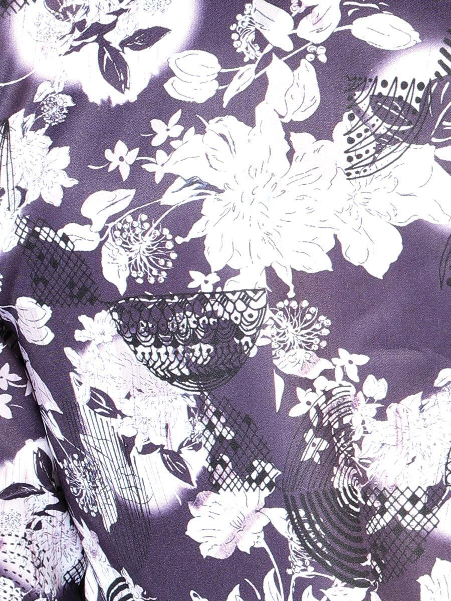 Purple Flower Print Long Sleeve Shirt