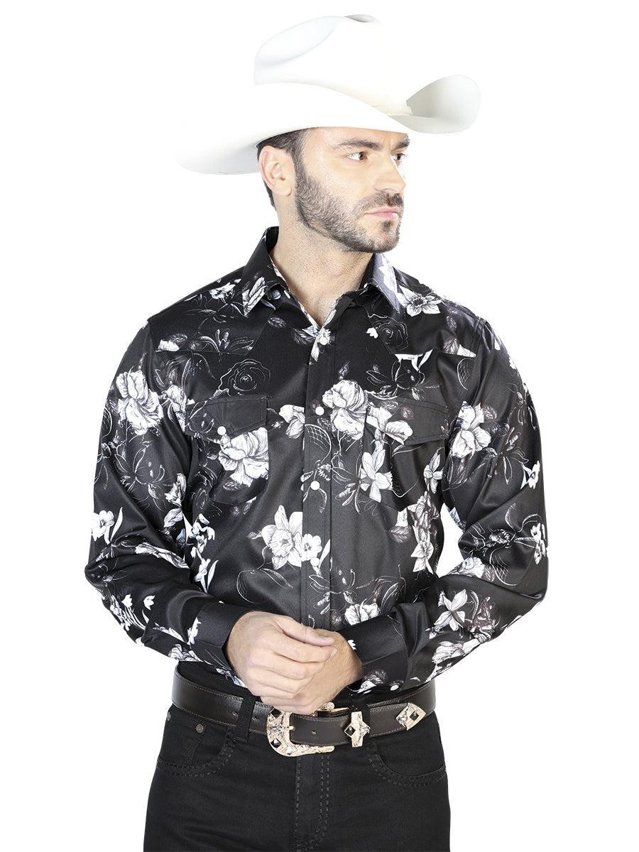 Black White Print Casual Long Sleeve Shirt 44109