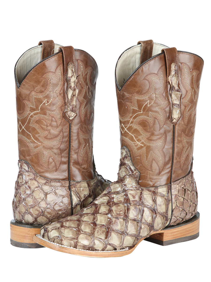 El General Men's Exotic Monster Fish Rodeo Boots - Cream 44114