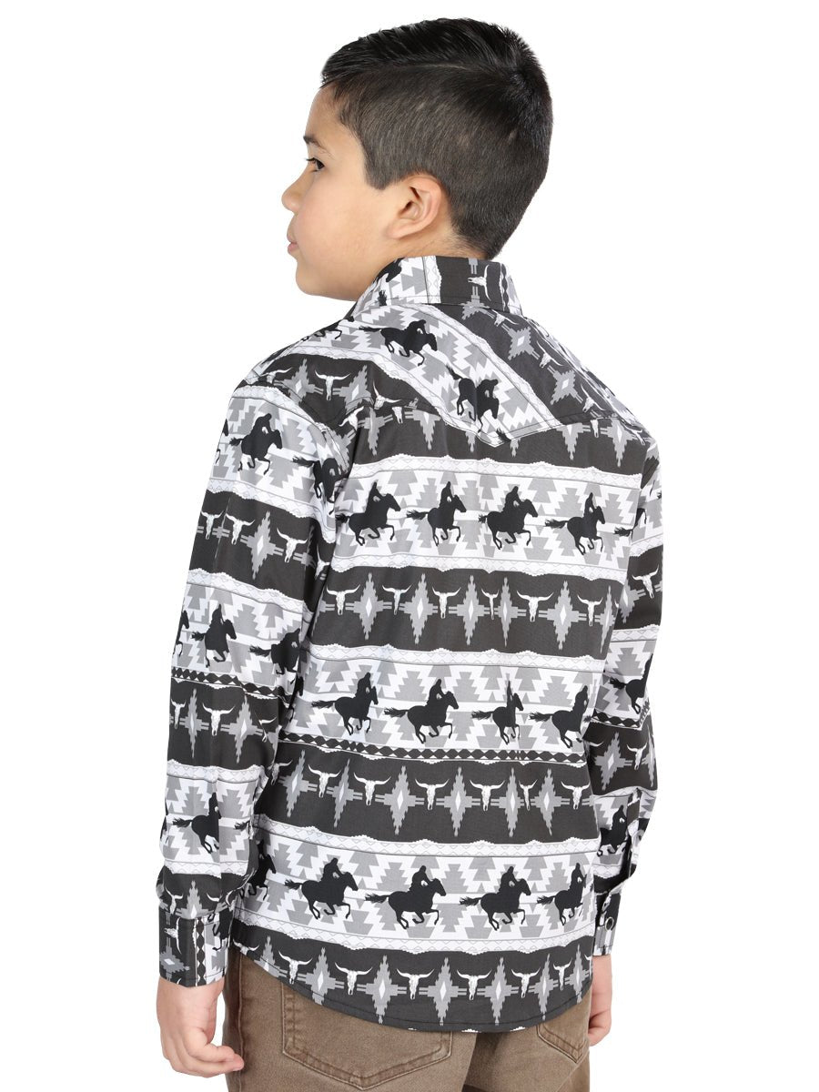 Casual Long-Sleeve Shirt by El General Black 44495