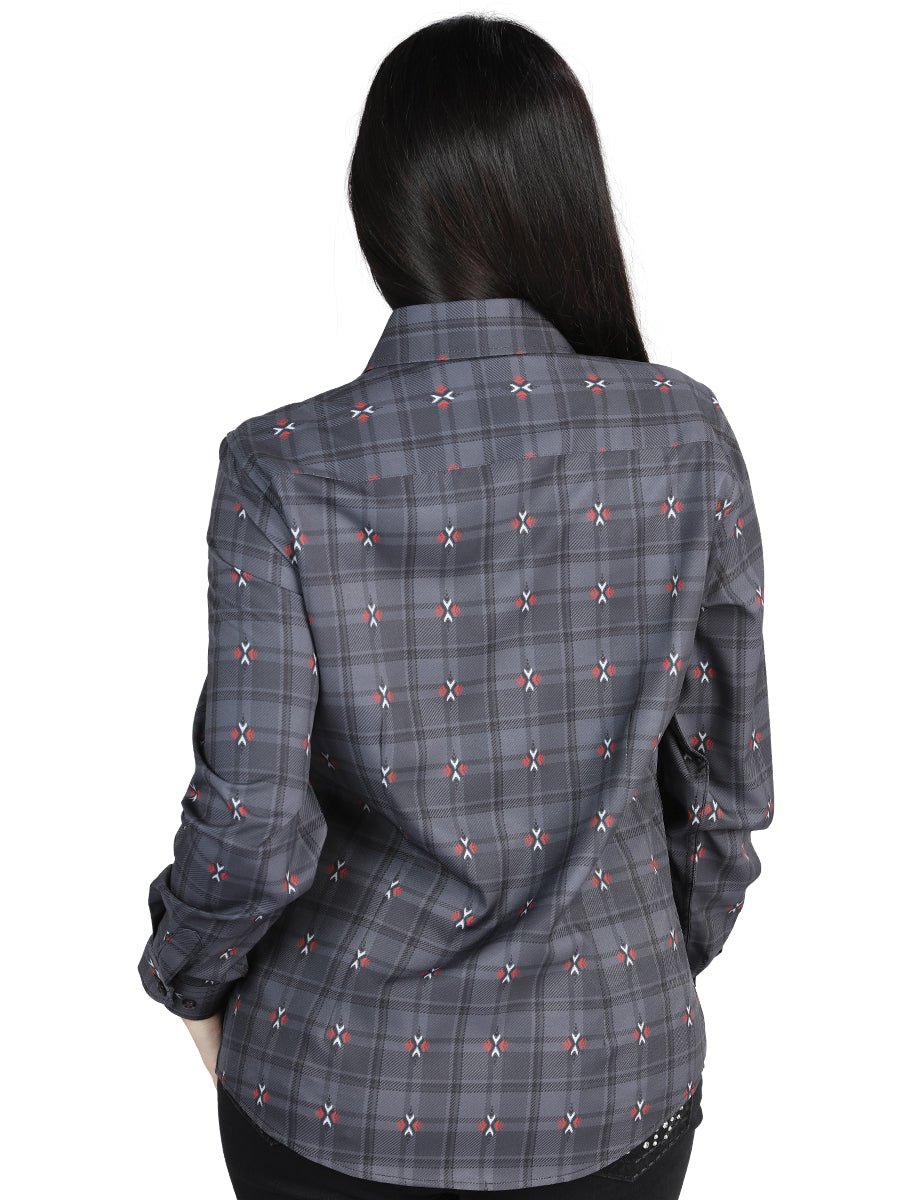 El General Casual Long-Sleeve Shirt in Gray/Brown