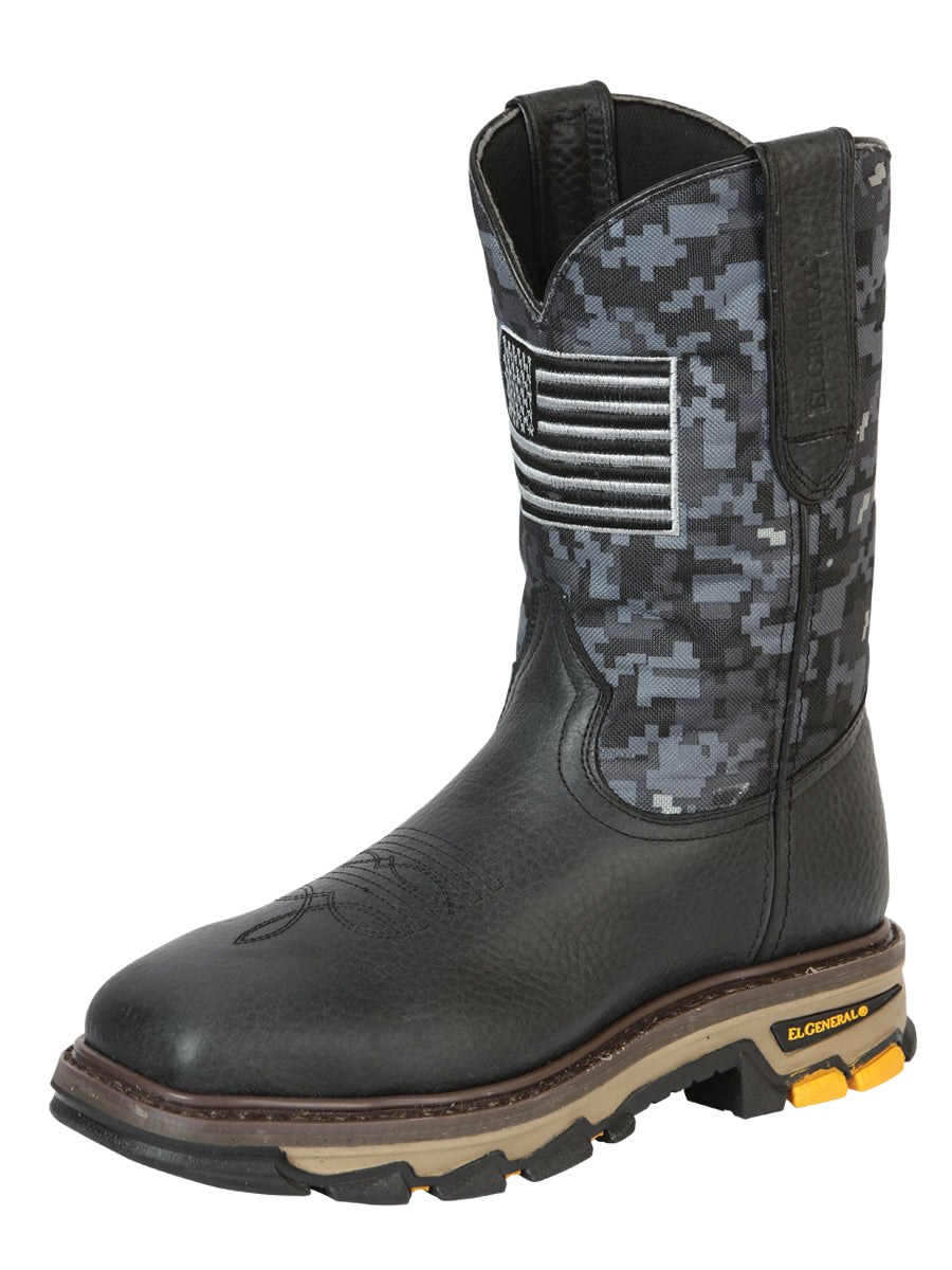 El General Men's Steel Toe Work Boot — Bull Fight Leather in Black