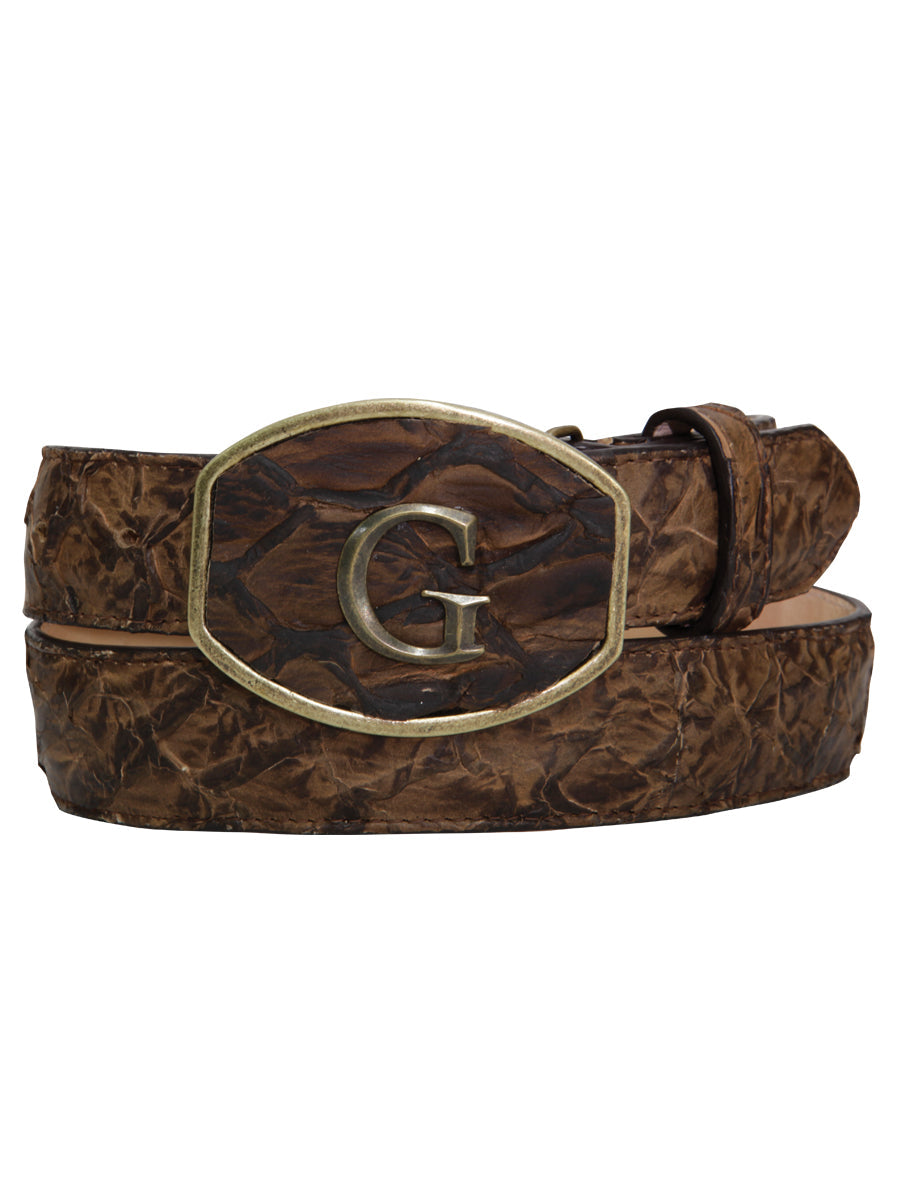 El General Exotic Monster Fish Leather Belt in Brown