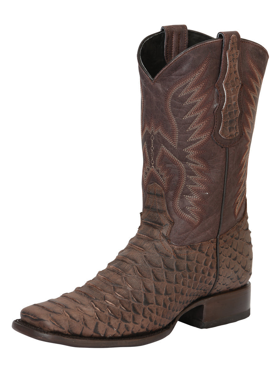 El General Men's Python Imitation Rodeo Boots in Brown