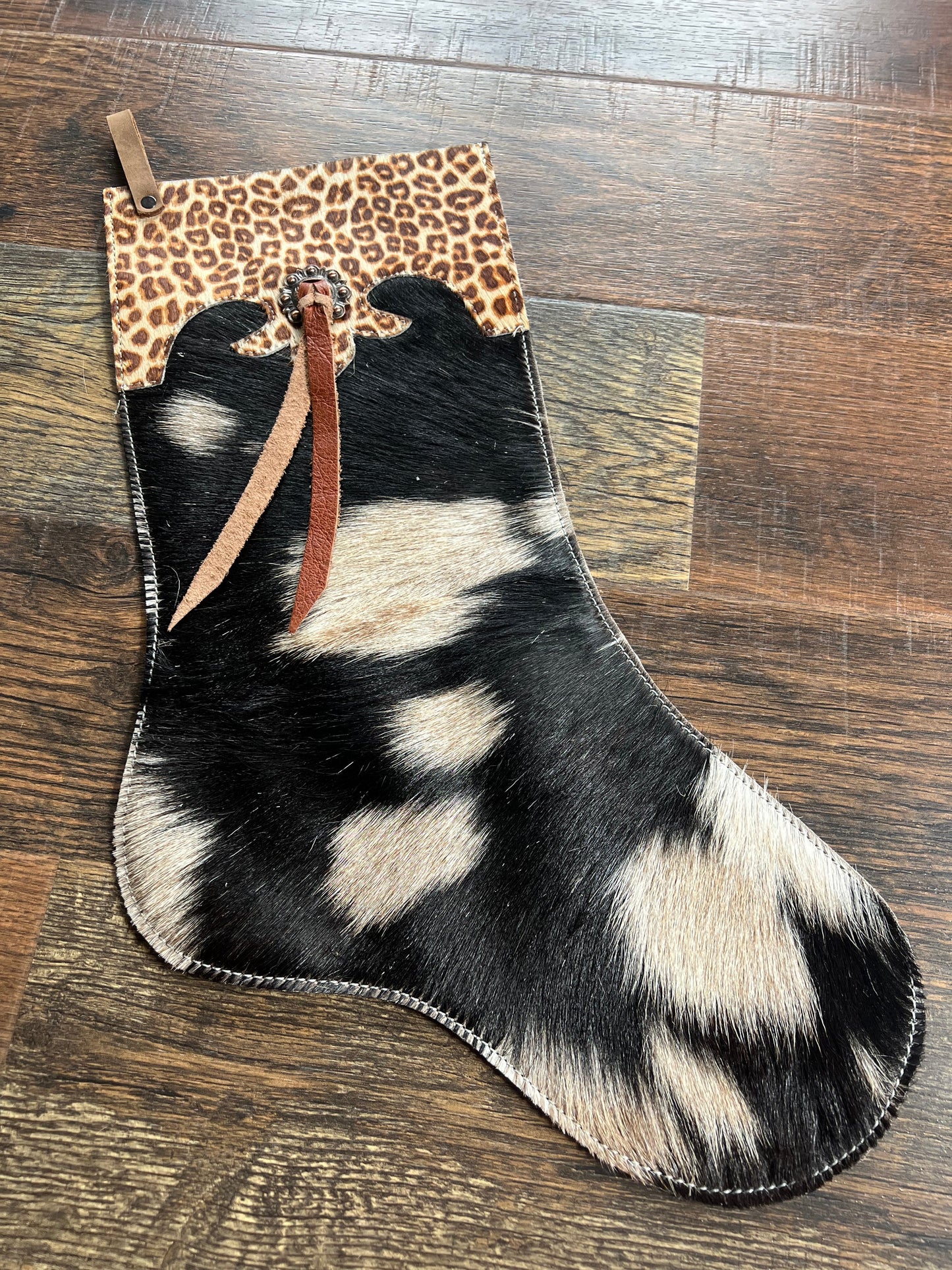 Black and White Cowhide Christmas Stocking – Cheetah Cuff