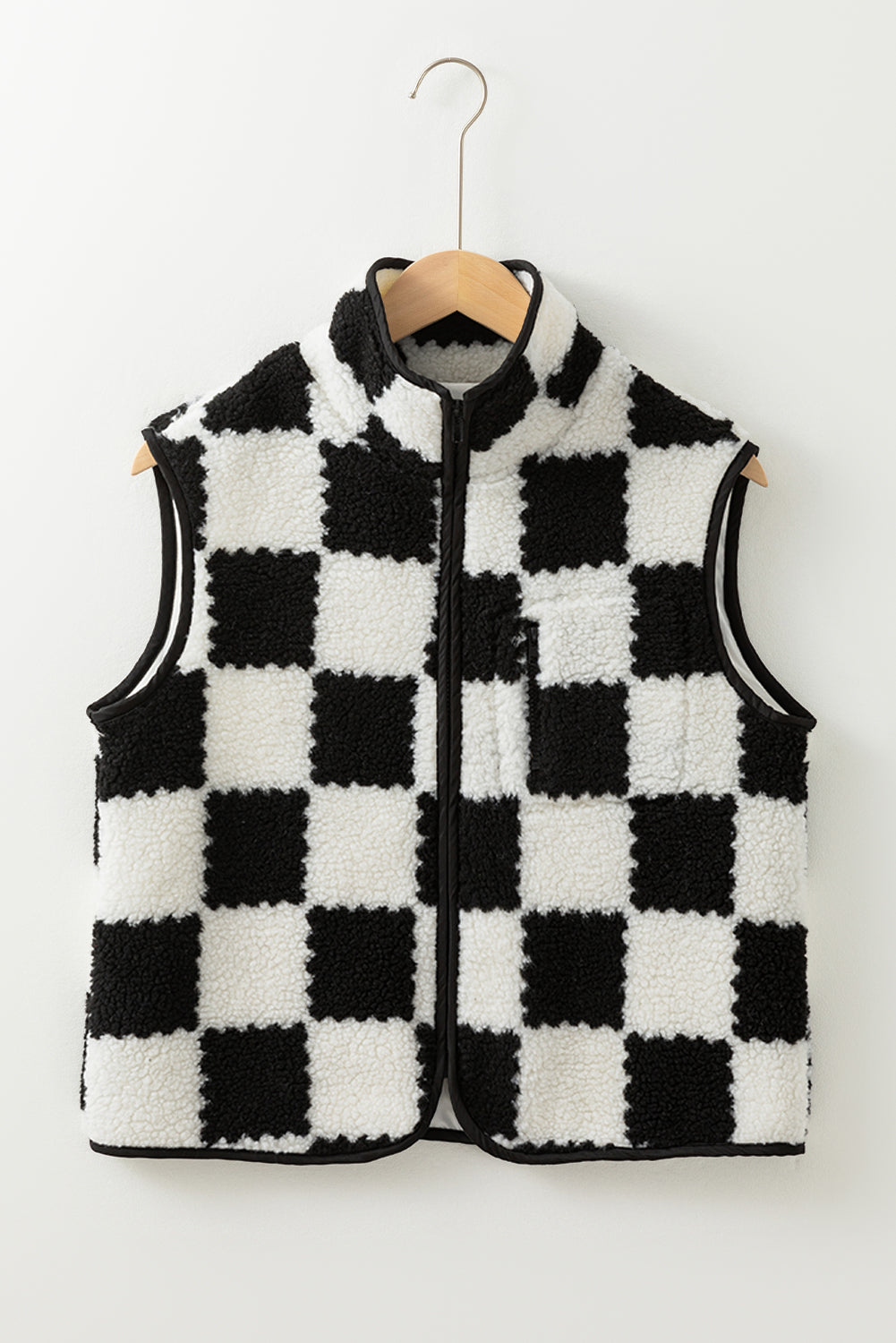 Black Checkered Sherpa Vest