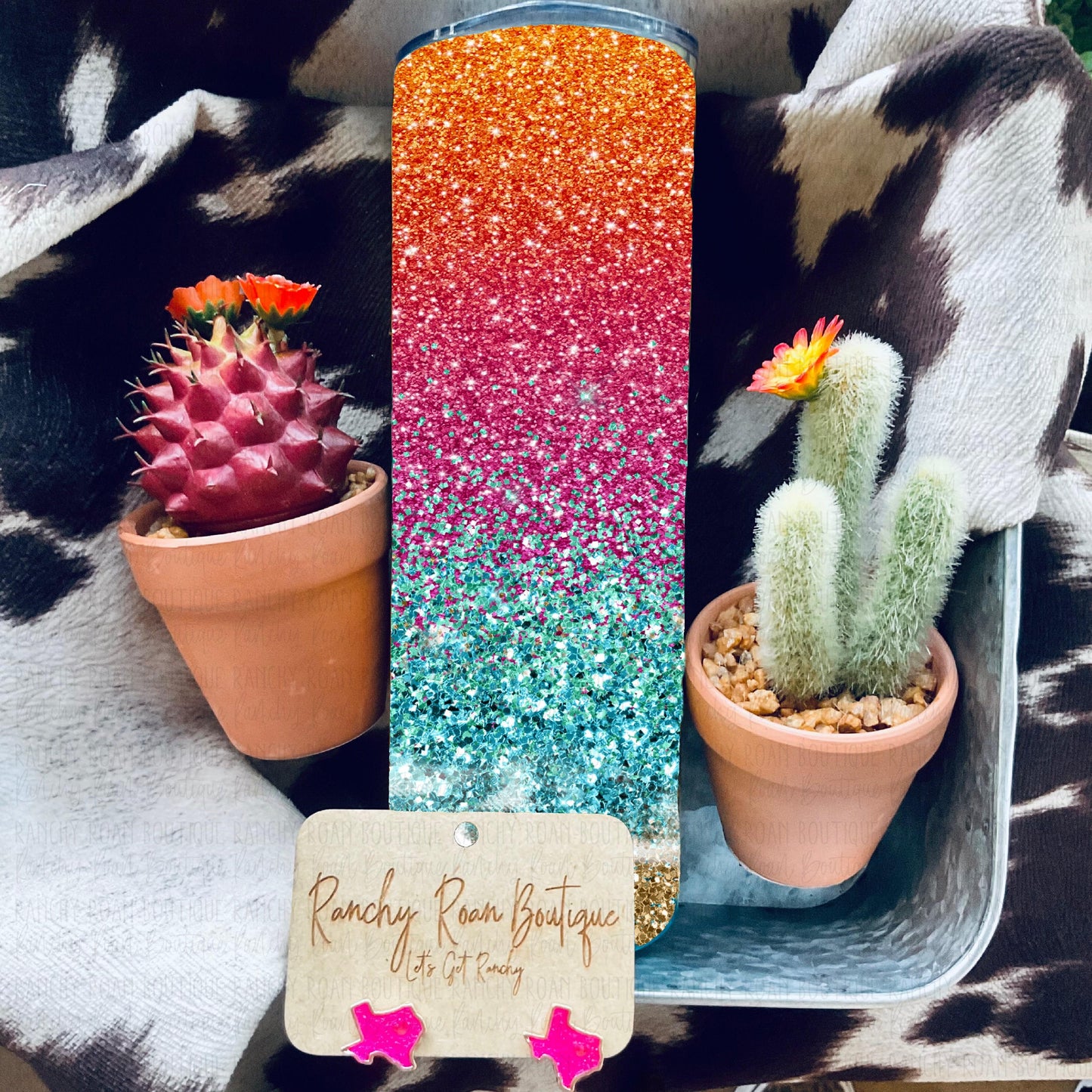 Sunset Beach Ombré Glitter 20oz Skinny Tumbler