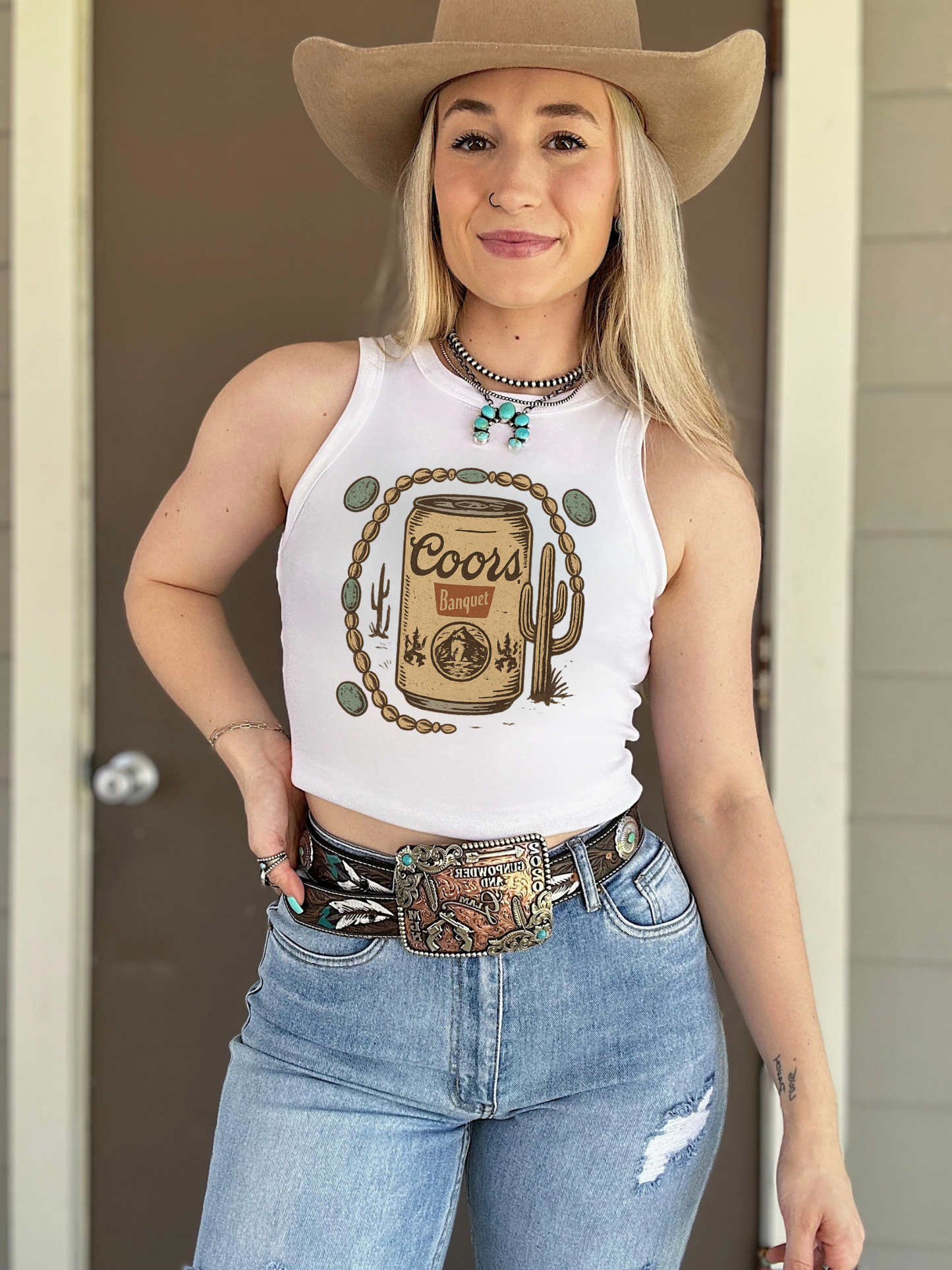 Old School Beer Cropped Tank