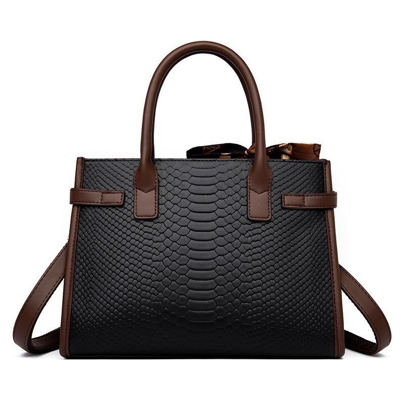 Serpent Luxe Snakeskin Handbag - Elegant Leather Commuter Bag for Stylish Women