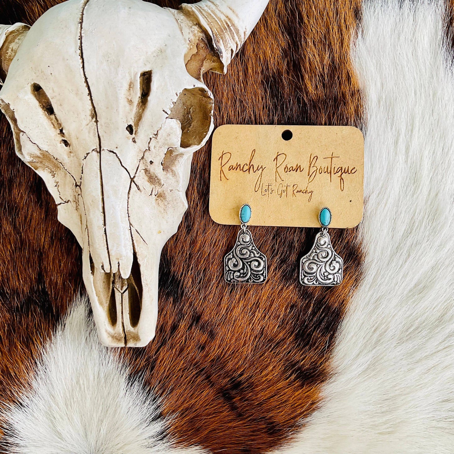 Western 1.5″ Ear Tag Casting Stud Earrings