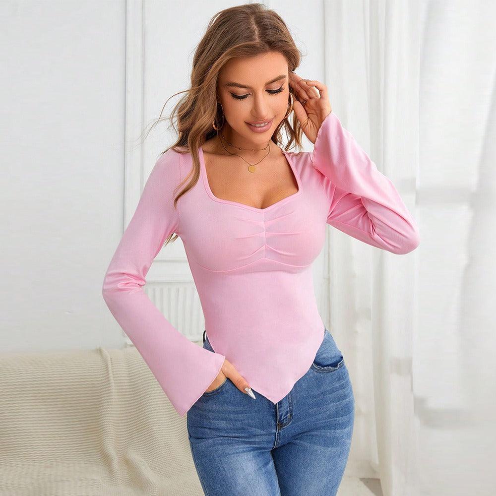 Slim Fit Knitted Long-Sleeved T-Shirt Top | Casual Country Girl Style for Spring & Summer