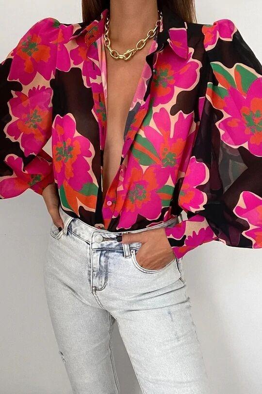 Long Sleeved Single Breasted Casual Top | Colorful Cowgirl Fashion for Every Day