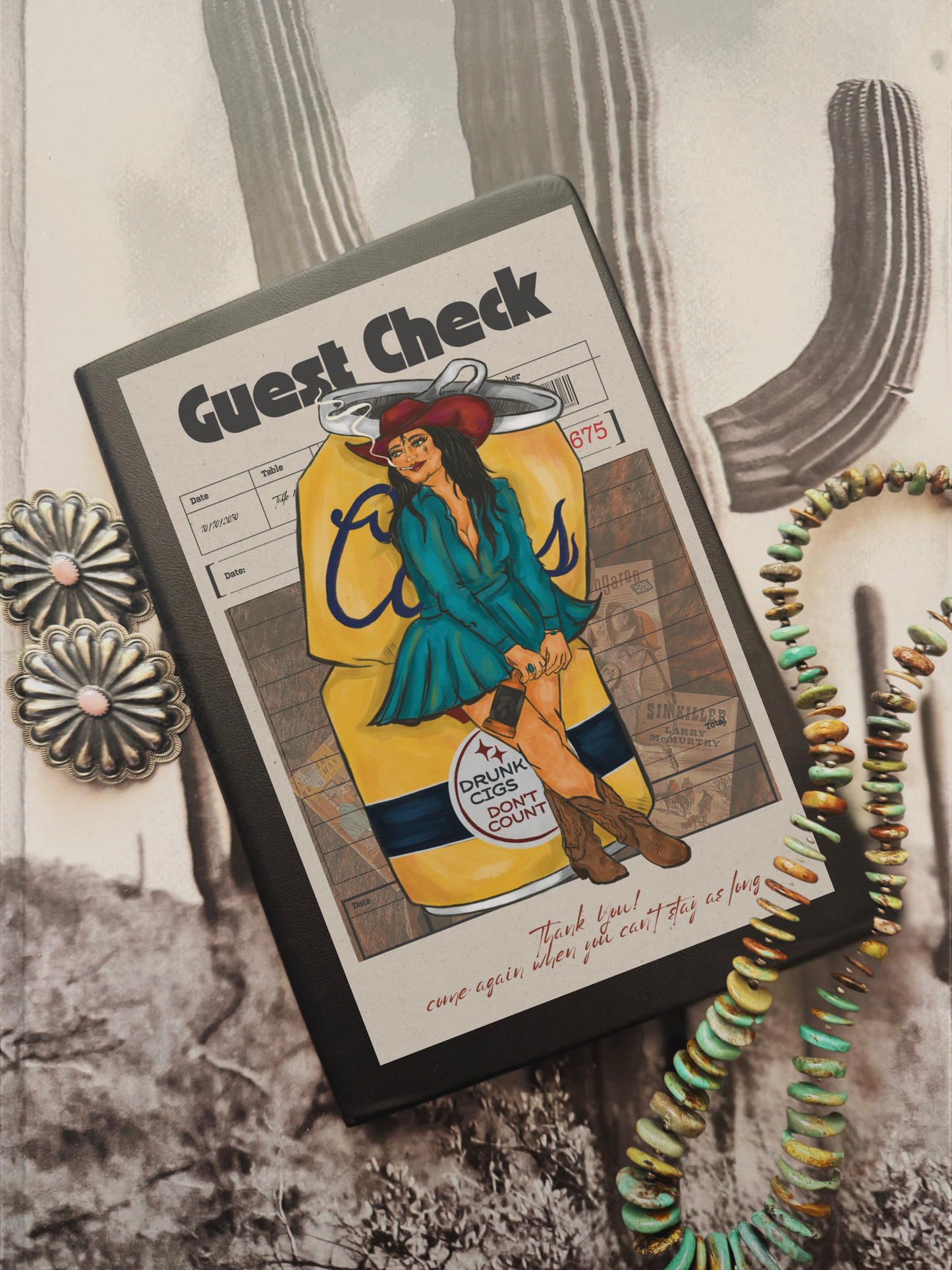 Guest Check Drunk Cigs Hardcover Journal