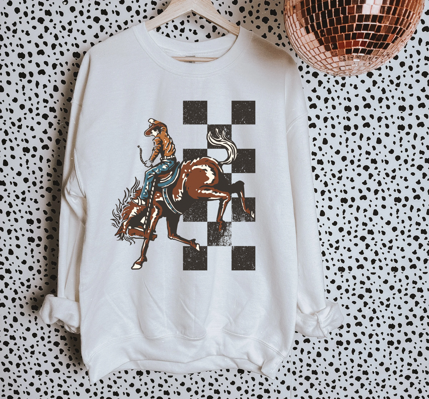 Checkered Cowboy TEE or CREWNECK