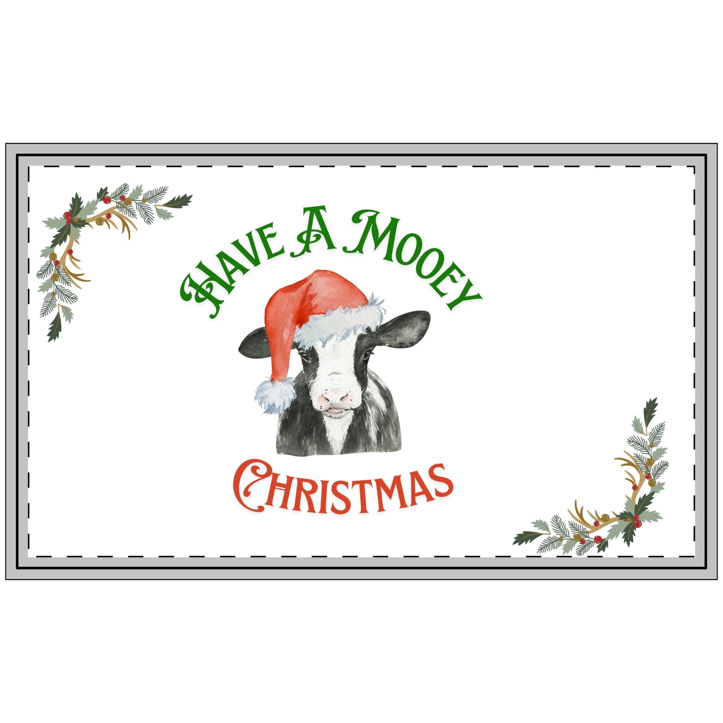 Festive Cow Doormat - "Have A Mooey Christmas" - Holiday Home Décor