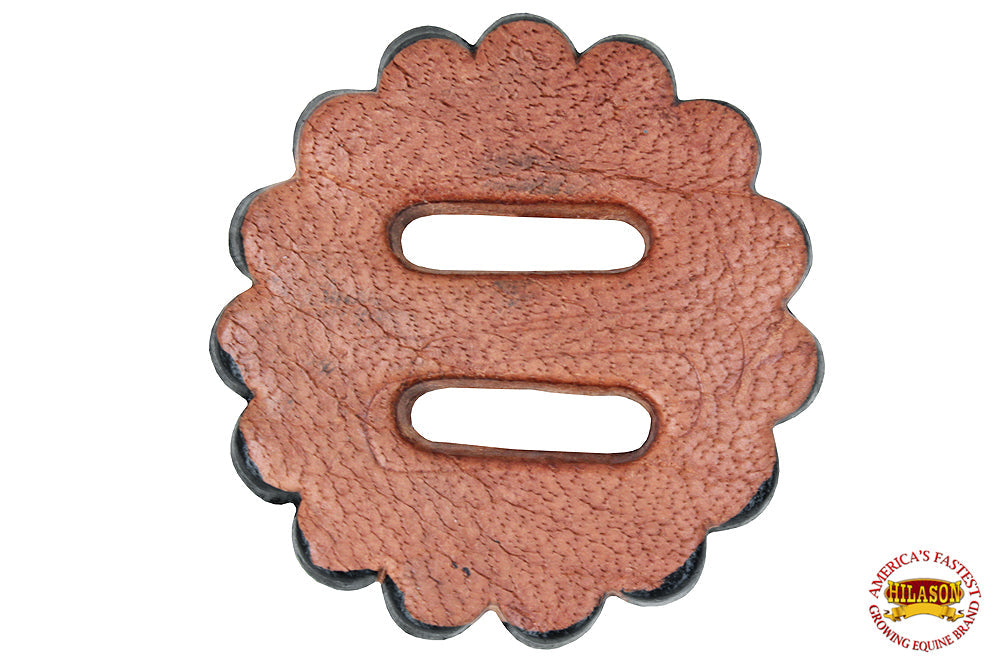 Hilason Slotted Scalloped Leather Rosette Concho Saddle Tack Tan 1-3/4"