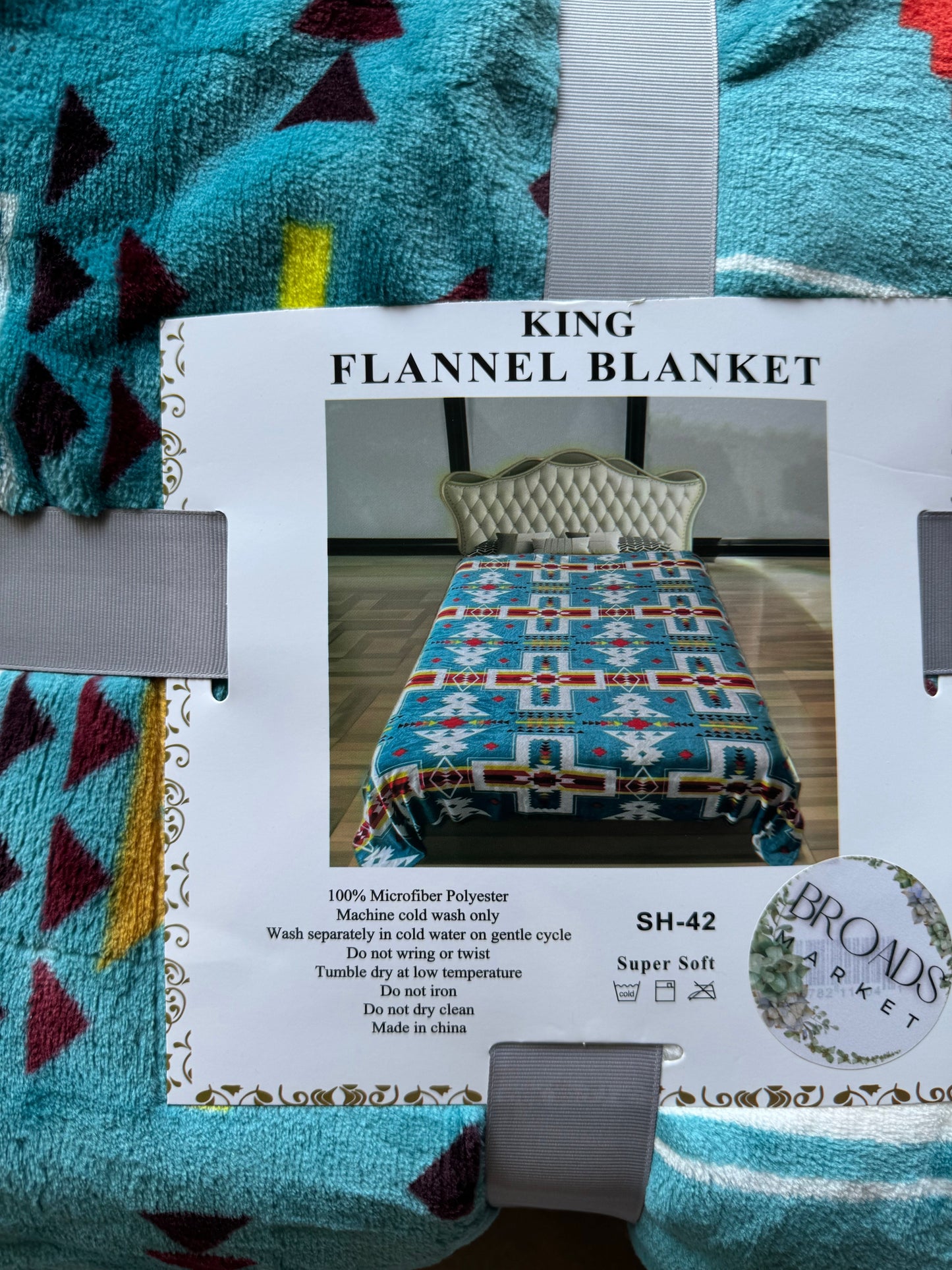 Turquoise Aztec Cross Blue Super Plush Blanket