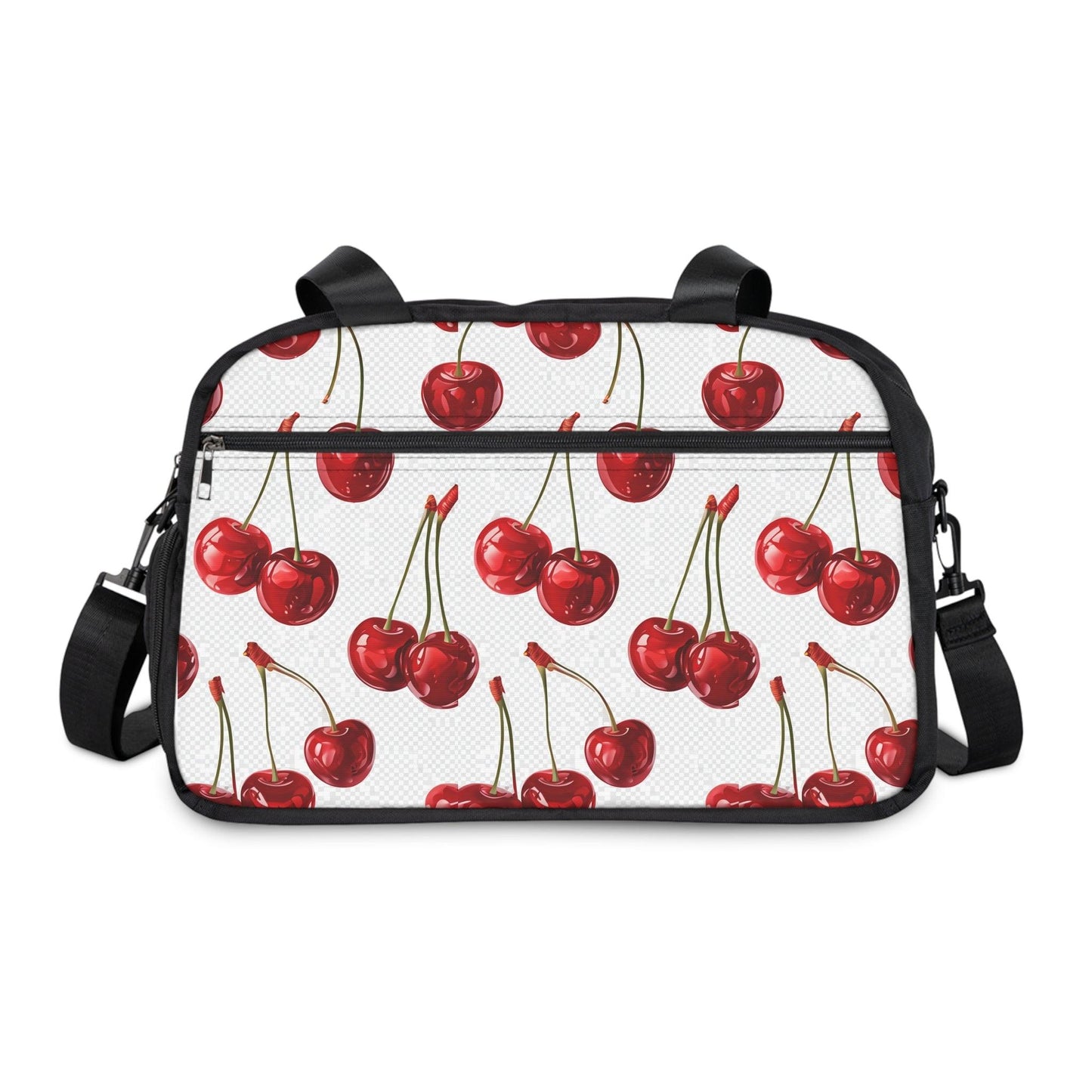Sweet & Stylish Womens White Cherry Print Fitness Handbag