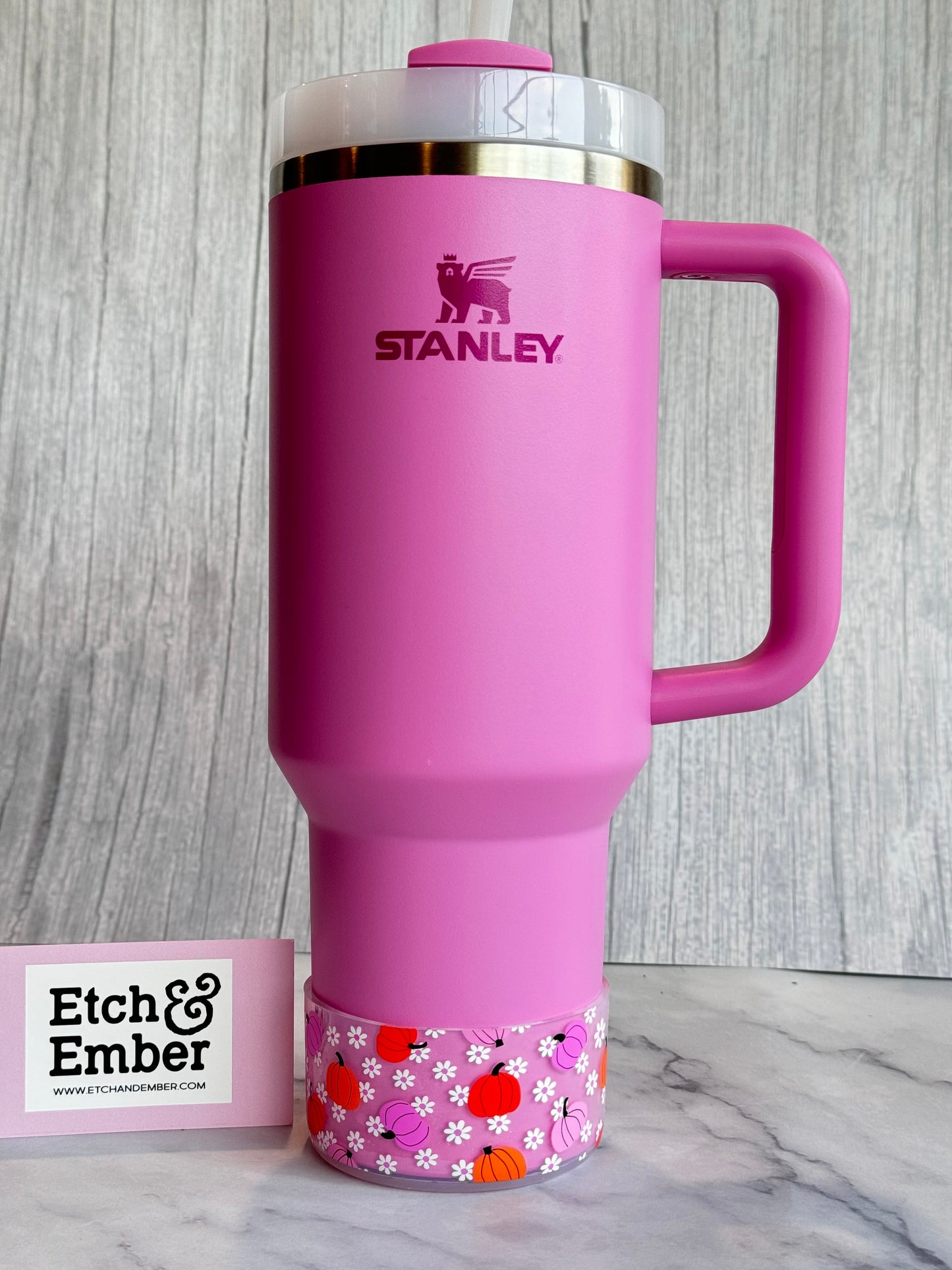 Floral Pink Pumpkins Tumbler Boot -fits 20-40oz New!
