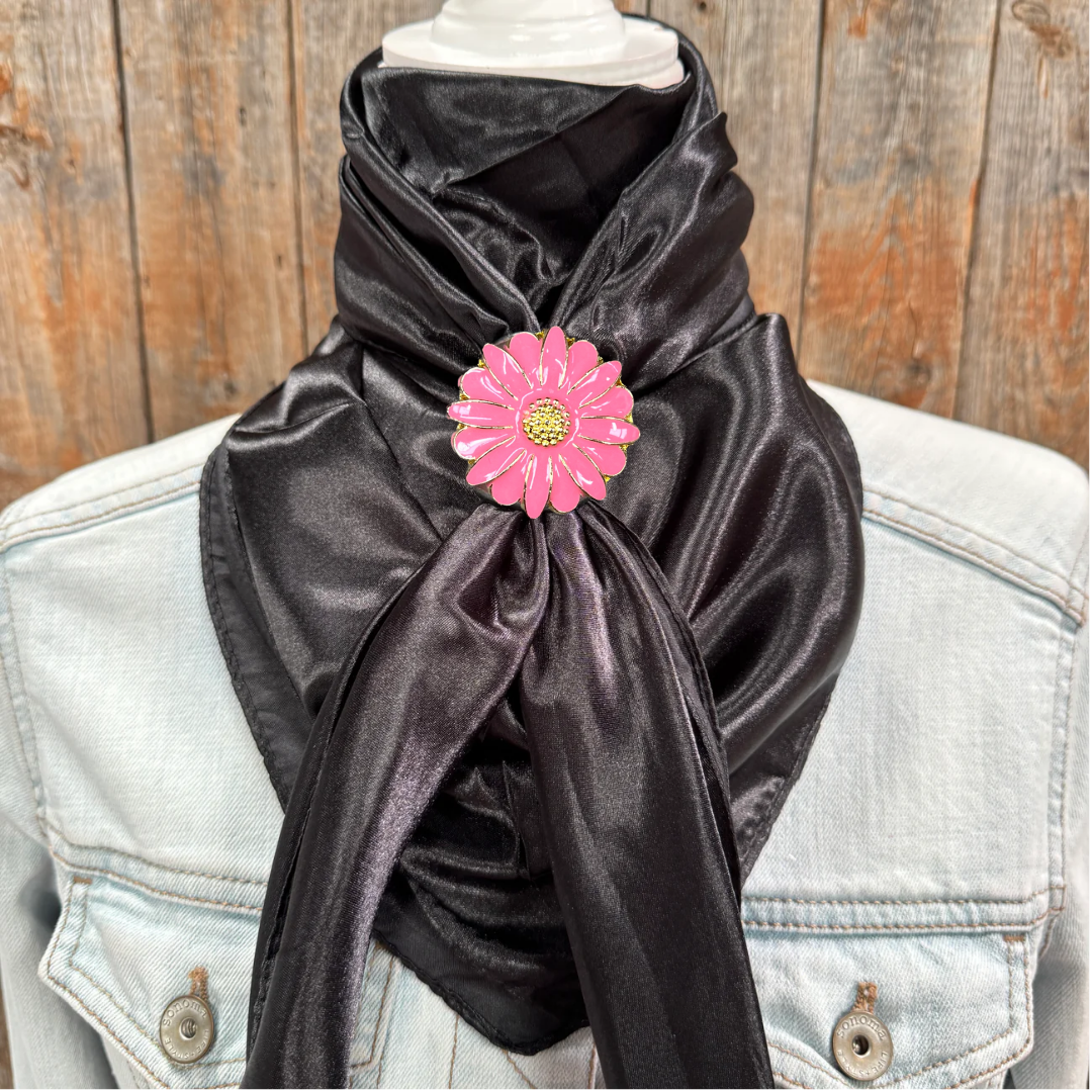 35X35" Solid Black Wild Rag / Scarf WRS4 - Western Concho Wild Rag Slides - Assorted