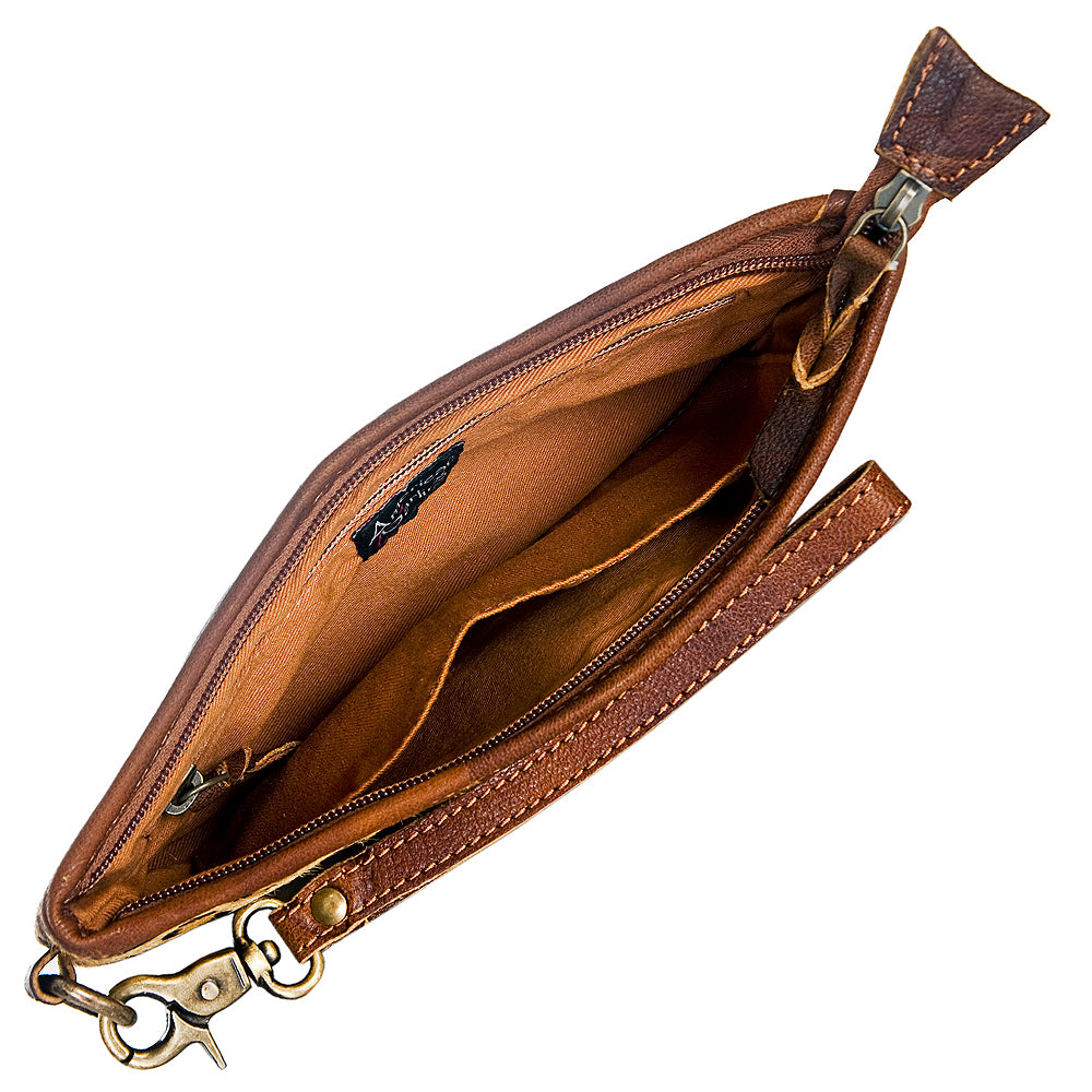 American Darling ADBG344CHE Wristlet Hair On Genuine Leather Women Bag Western Handbag Purse