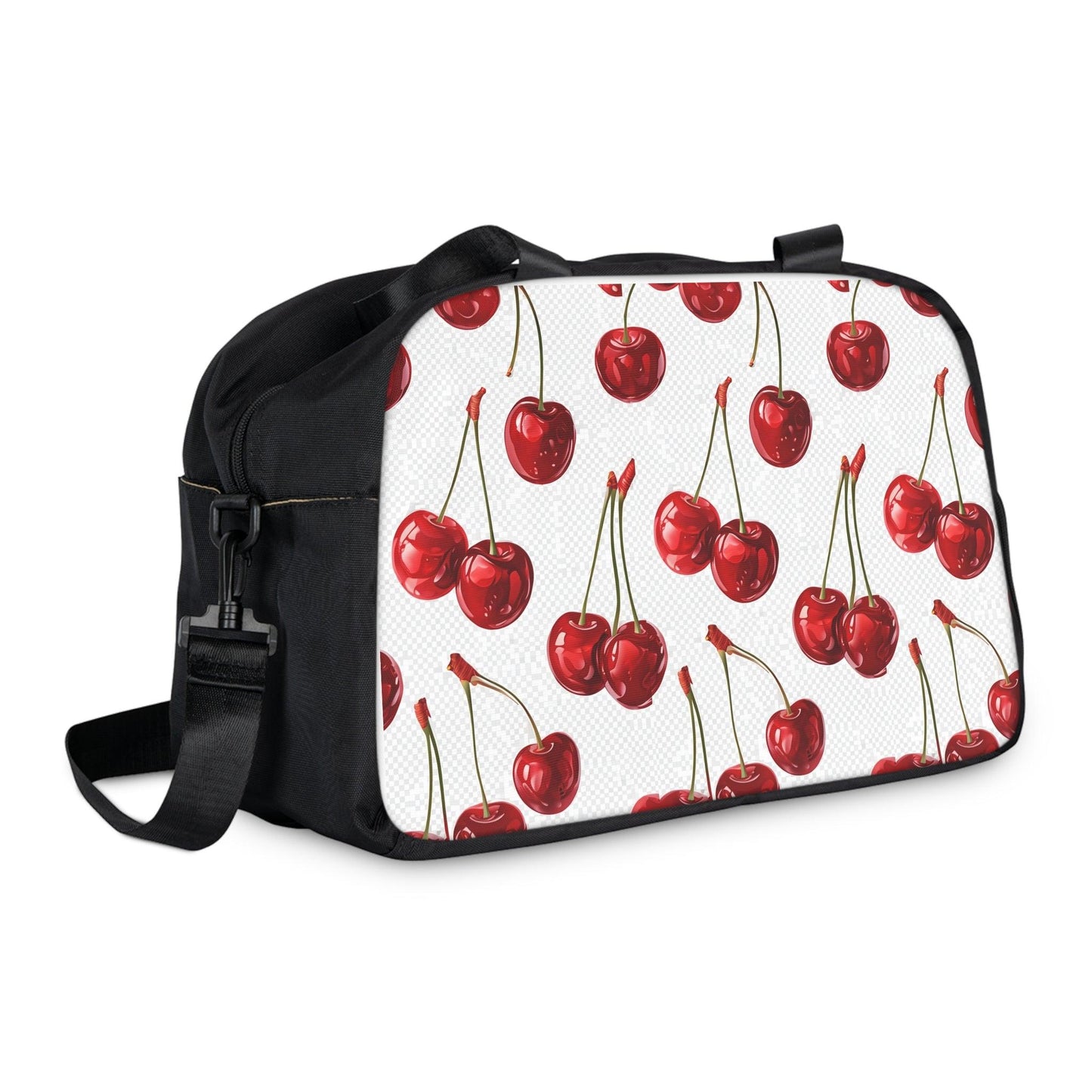 Sweet & Stylish Womens White Cherry Print Fitness Handbag