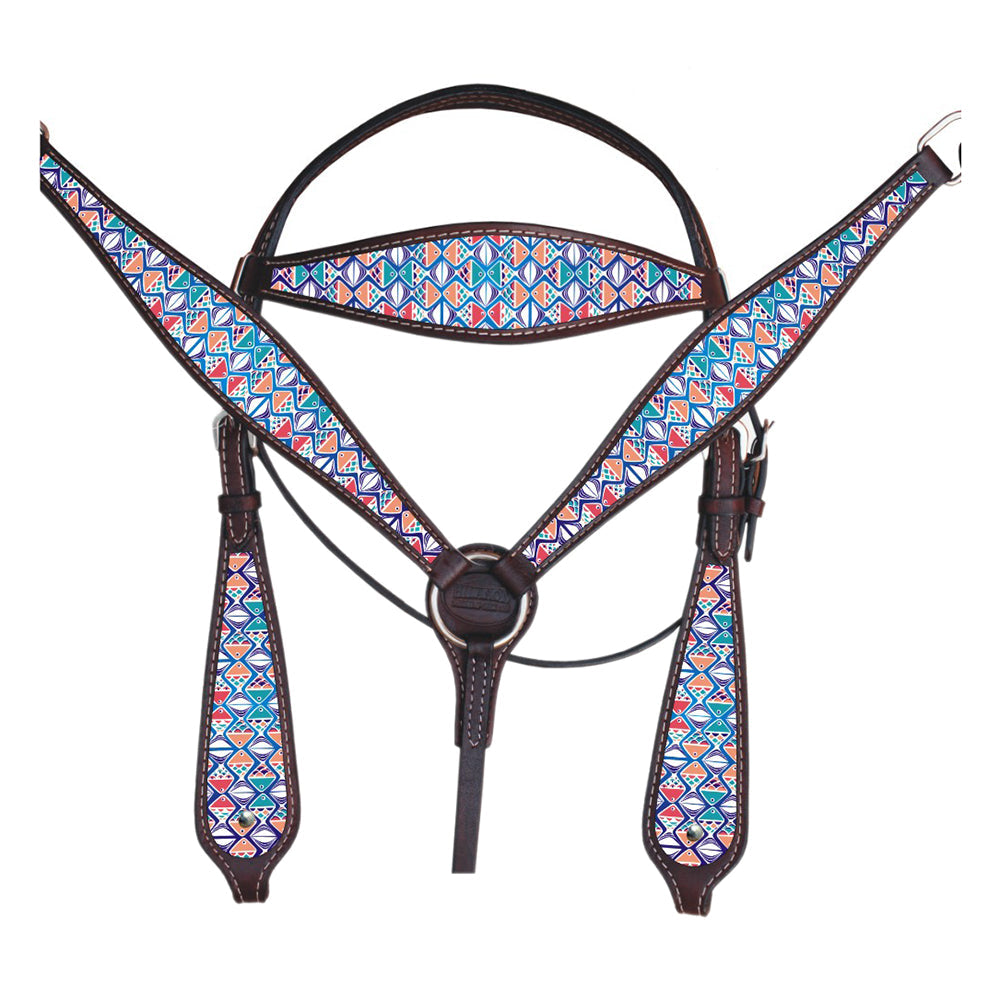 Western Horse Headstall Breast Collar Set Tack American Leather Hilason