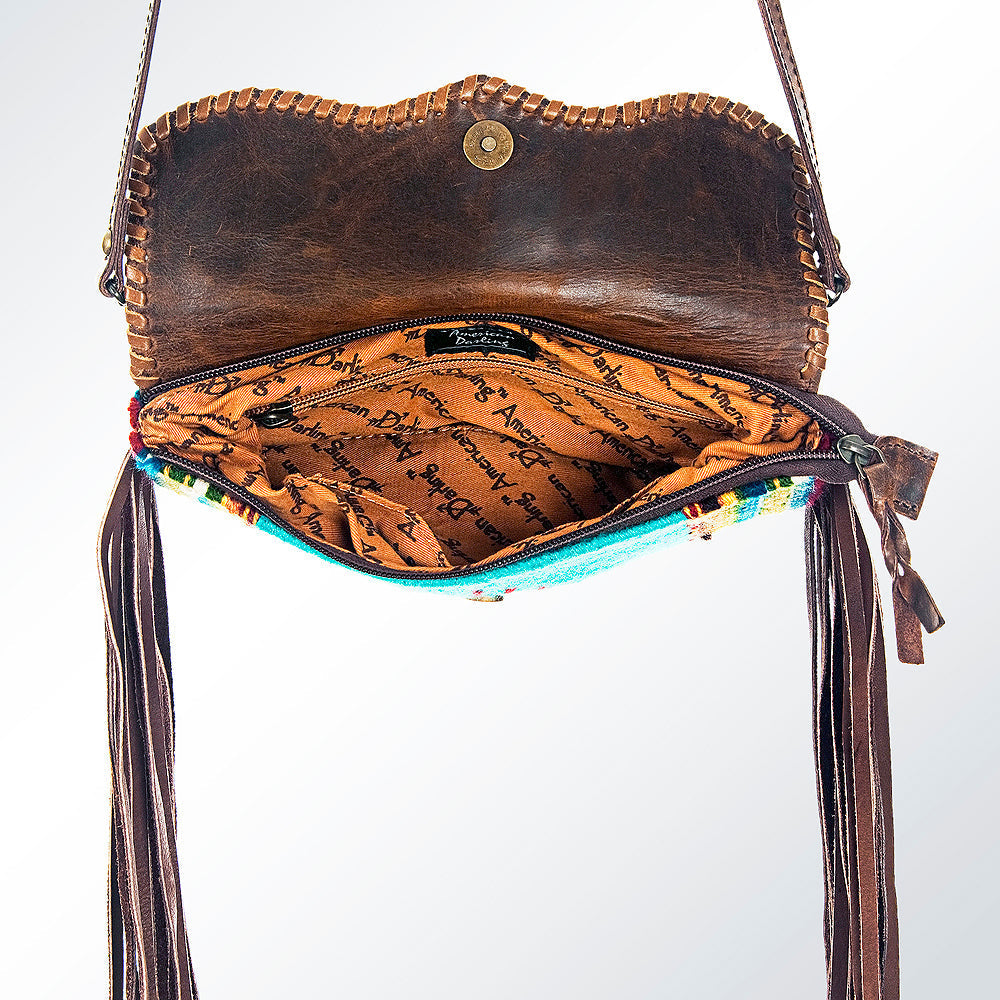 American Darling ADBG344C-CHE Cross Body Saddle Blanket Hair On Genuine Leather Women Bag Western Handbag Purse