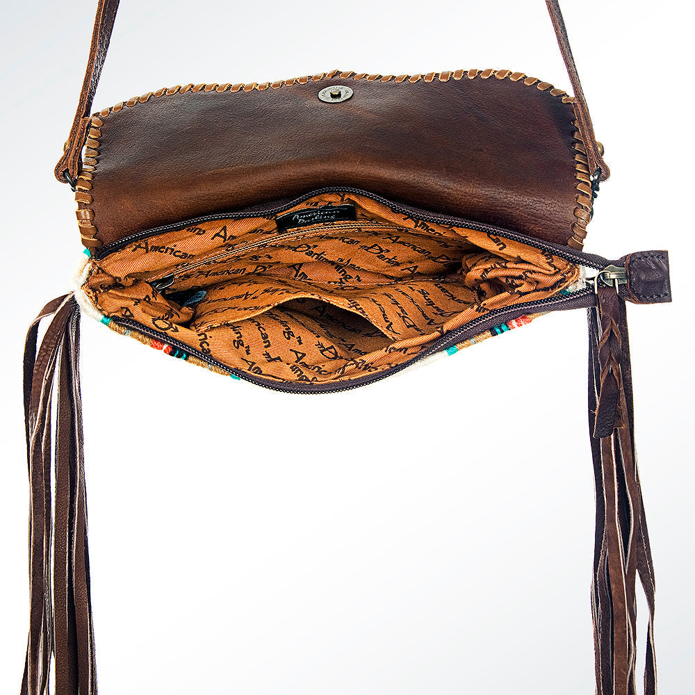 American Darling ADBG344E-CHE Cross Body Saddle Blanket Hair On Genuine Leather Women Bag Western Handbag Purse