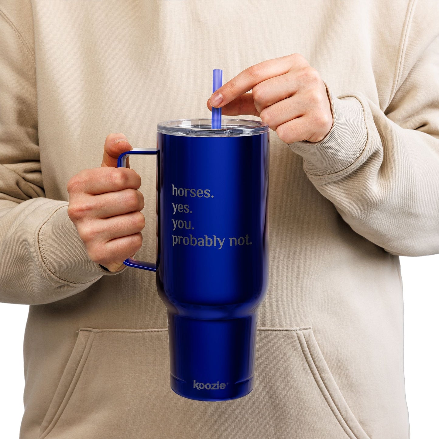 Insulated Tumbler with Lid, 40oz (Engraving) - Horses. Yes.