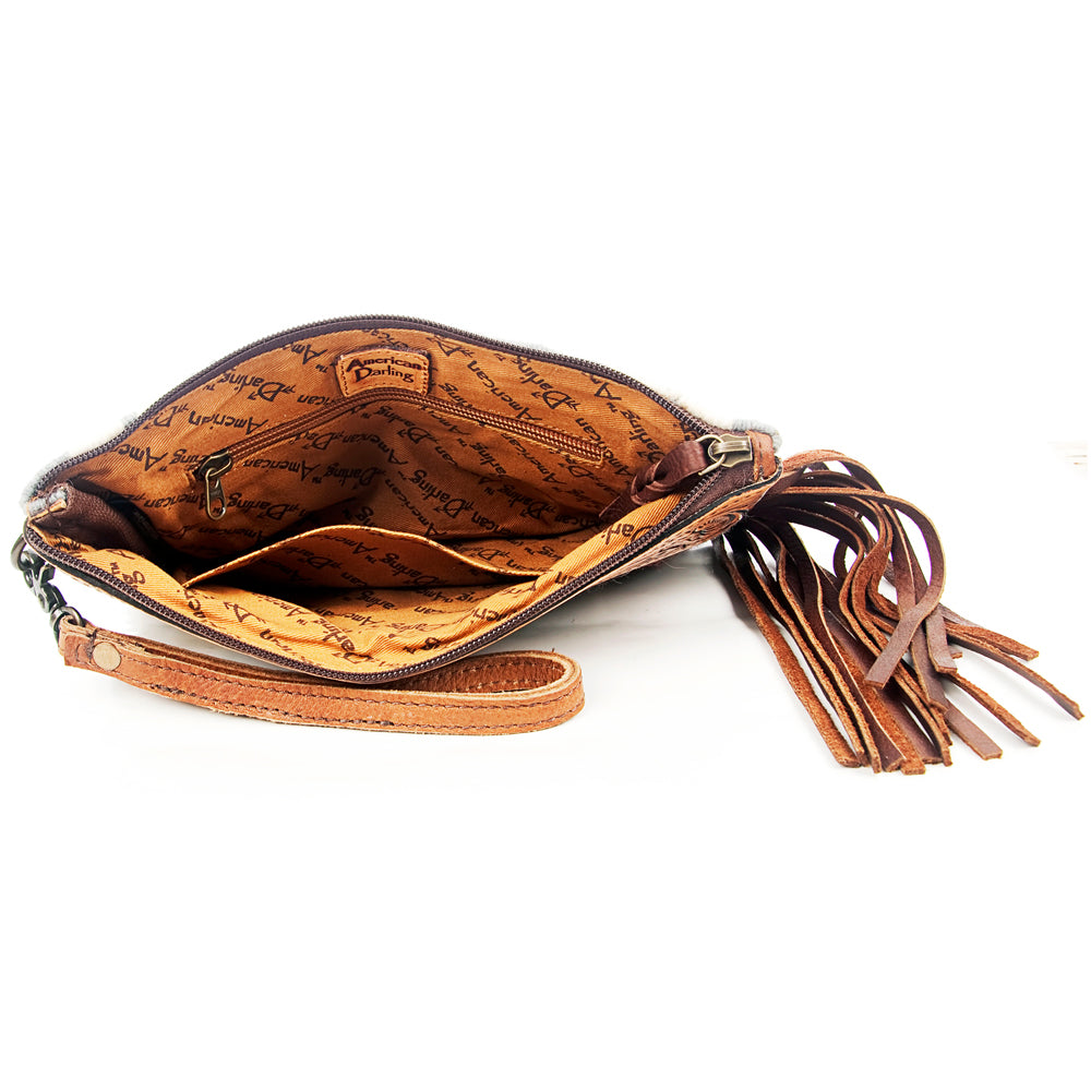 American Darling ADBG344D8 Wristlet Hand Tooled Saddle Blanket Genuine Leather Women Bag Western Handbag Purse