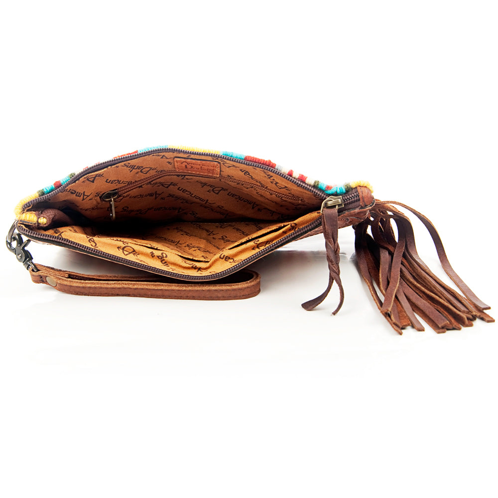 American Darling ADBG344D11 Wristlet Hand Tooled Saddle Blanket Genuine Leather Women Bag Western Handbag Purse