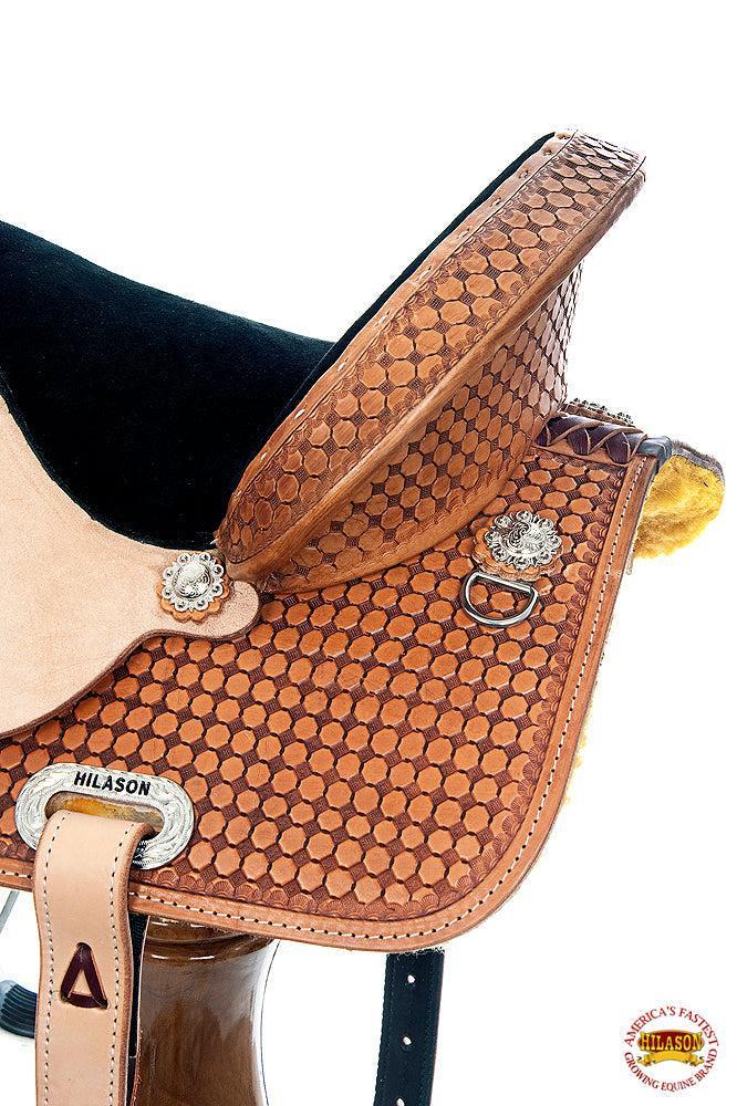 Flex Tree Western Horse Saddle Hilason In American Leather Barrel Trail
