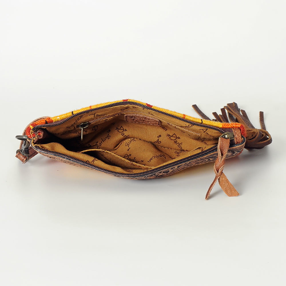 ADBG344I American Darling WRISTLET Hand Tooled Upcycled Wool Genuine Leather women bag western handbag purse
