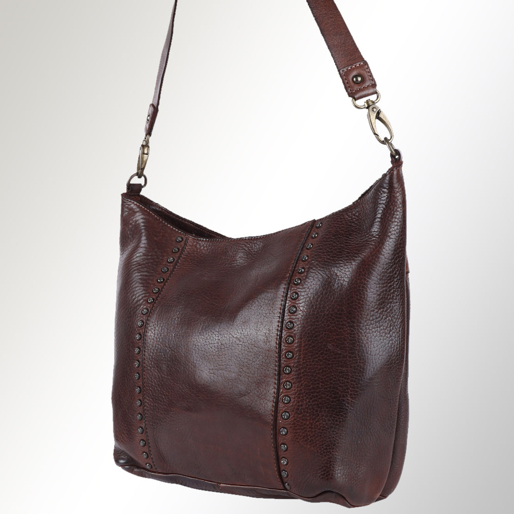 Spaghetti Western Swc140Brn Hobo Vintage Handmade Drum Dyed Genuine European Cowhide Leather Women Bag Western Handbag Purse