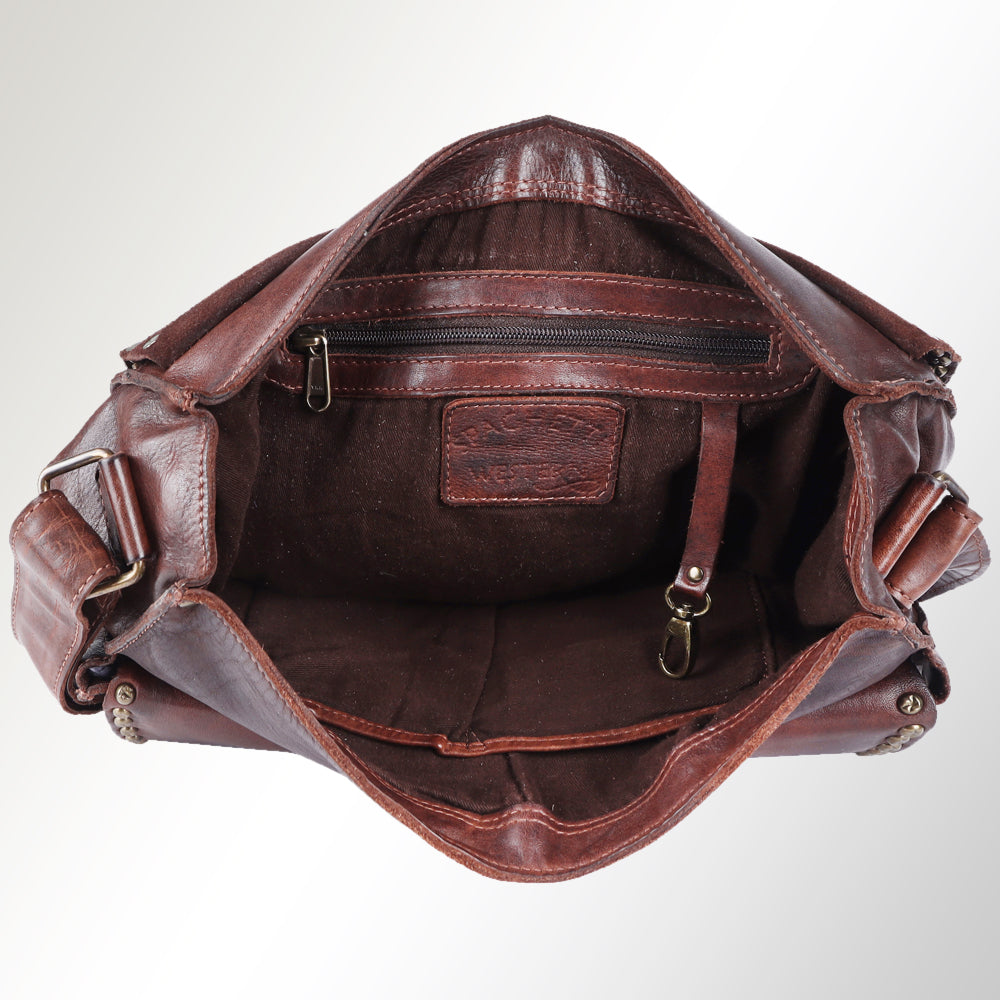 Spaghetti Western Swc157Bbrn Cross Body I Vintage Handmade Drum Dyed Genuine European Cowhide Leather Women Bag Western Handbag Purse