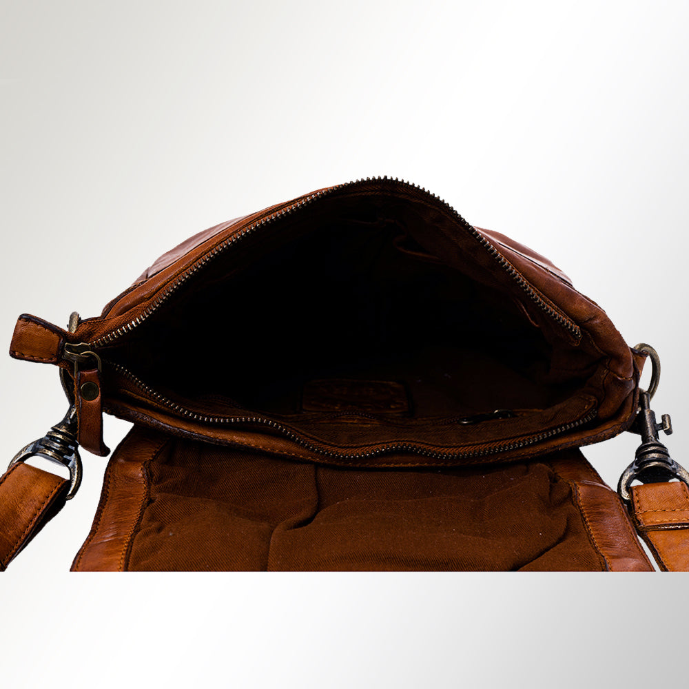 Spaghetti Western Swc159Btan Envelope Vintage Handmade Drum Dyed Genuine European Cowhide Leather Women Bag Western Handbag Purse