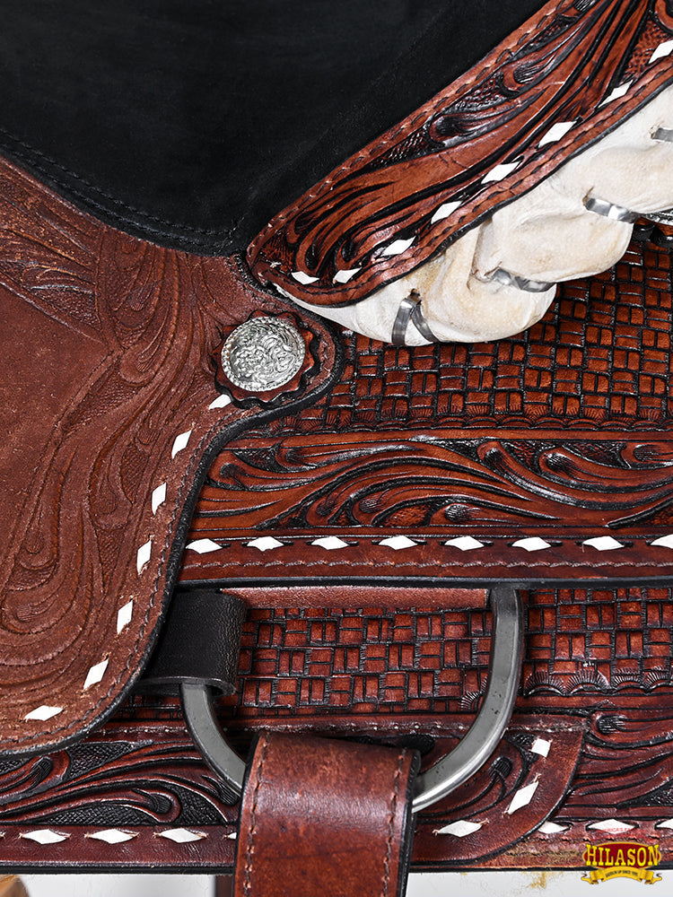 Hilason Western Horse Barrel Racing Trail American Leather Saddle Dark Brown Tack