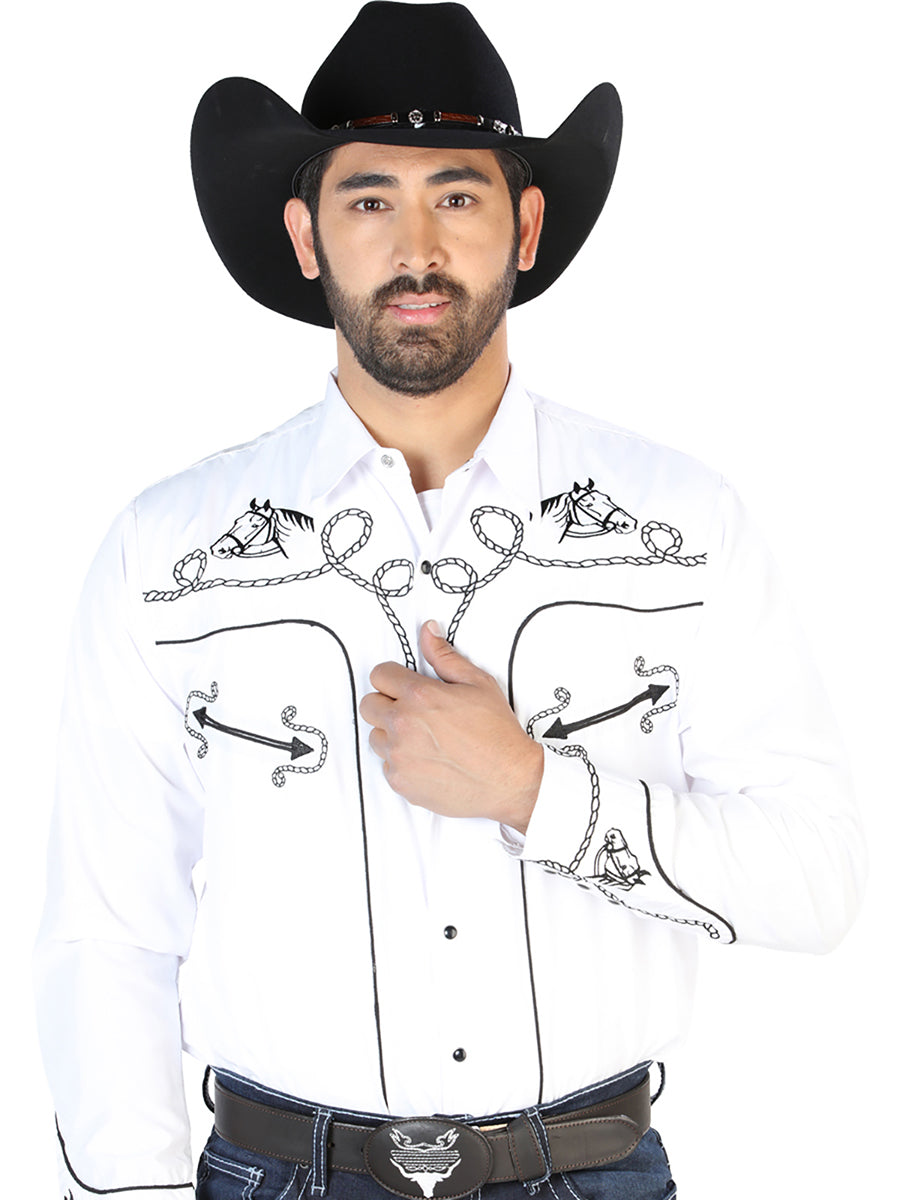 El Señor de los Cielos Embroidery Shirt White/Black 126715