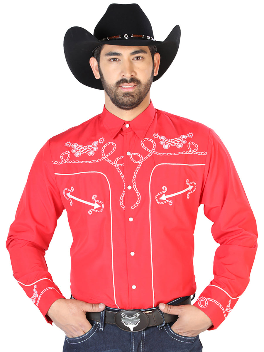 El Señor de los Cielos Embroidery Shirt Red/White 126719