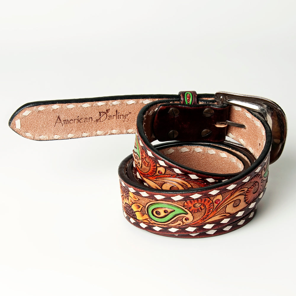 American Darling ADBLF113-L Beautifully Hand Tooled Genuine American Leather Belt Men and Women