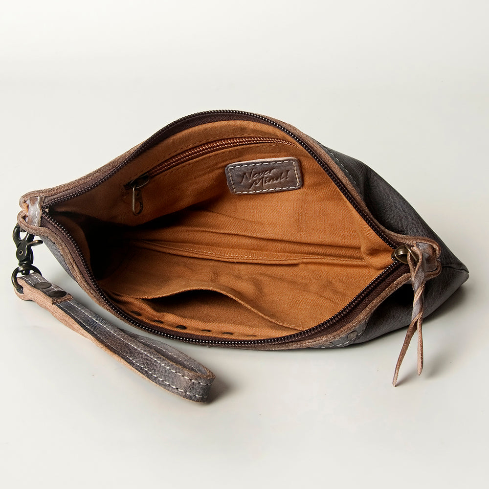 Never Mind Nmbg101A Wristlet Vintage Handmade Genuine Cowhide Leather Women Bag Western Handbag Purse