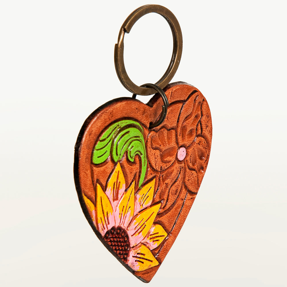 American Darling ADKR183 Hand Tooled Carved Genuine Leather Keyring