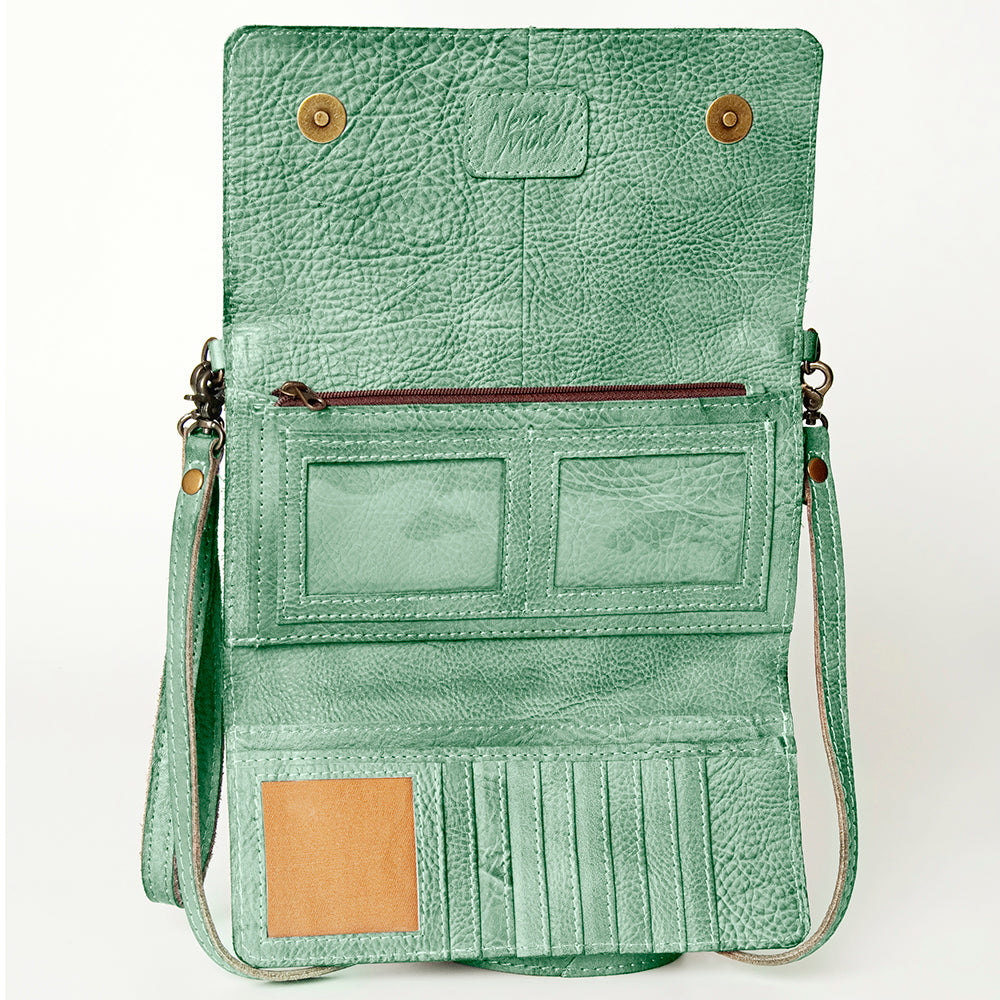 Never Mind Nmbg103A Wallet Vintage Handmade Genuine Cowhide Leather Women Bag Western Handbag Purse